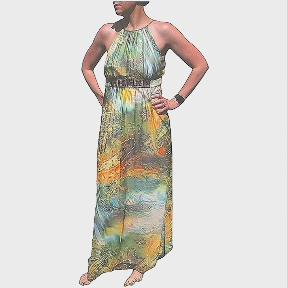 AGB Maxi Dress Multicolored Adjustable Thin Straps Size 12